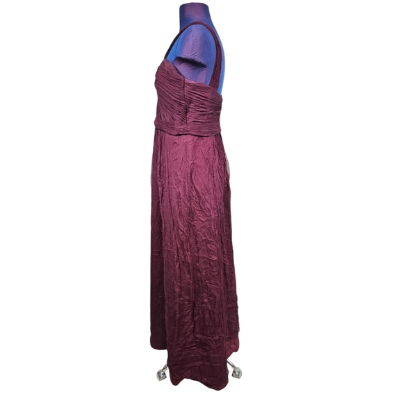 Amsale Cerisa Burgundy Crinkle Silk Junior Bridesmaid Gown Size 12 Girls G26 - Picture 4 of 11